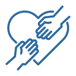 icon of two hands reaching for each other in front of a heart shape